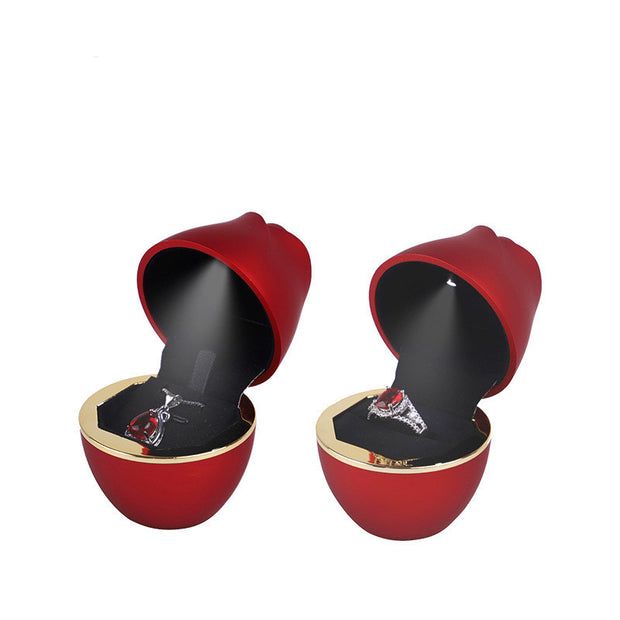 Creative Roses Shape LED Light Jewelry Packing Box Ring Ornament Storage Gift Box