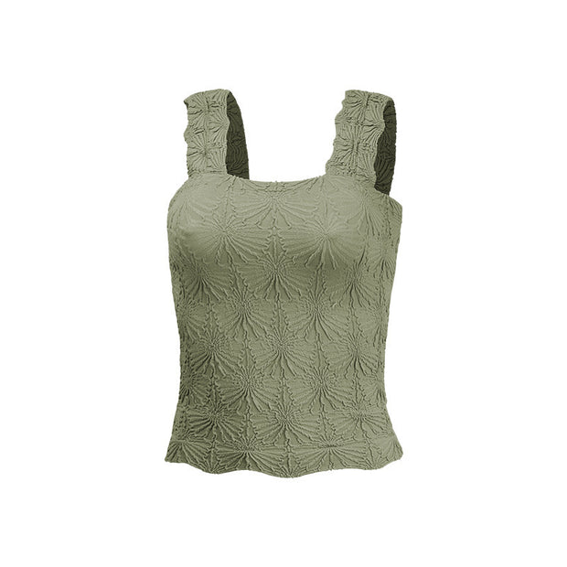 Square Collar Sports Underwear Jacquard Vest