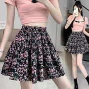 French Style Vintage And Little Fresh Cherry Floral A- Line Skirt