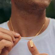 Custom Minimal Bar Name Necklace Engraved Text Pendant Couples Jewelry