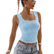 Square Collar Sports Underwear Jacquard Vest