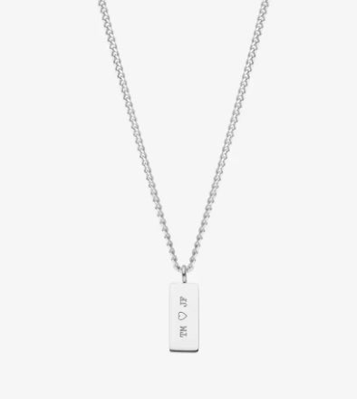 Custom Minimal Bar Name Necklace Engraved Text Pendant Couples Jewelry
