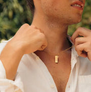 Custom Minimal Bar Name Necklace Engraved Text Pendant Couples Jewelry