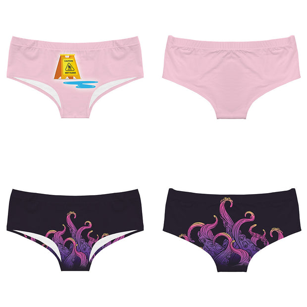 Alphabet Cartoon Tentacle Printed Seamless And Breathable Women's Underwear