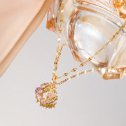 New Temperament Entry Lux Full Zirconium Ring Butterfly Pendant Titanium Steel Necklace