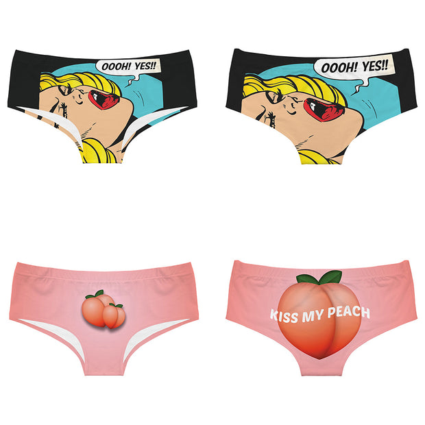 Alphabet Cartoon Tentacle Printed Seamless And Breathable Women's Underwear