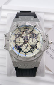 Men's Leather Strap Sports Pointer Quartz Watch
