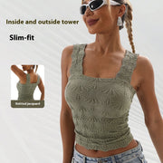 Square Collar Sports Underwear Jacquard Vest