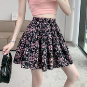 French Style Vintage And Little Fresh Cherry Floral A- Line Skirt