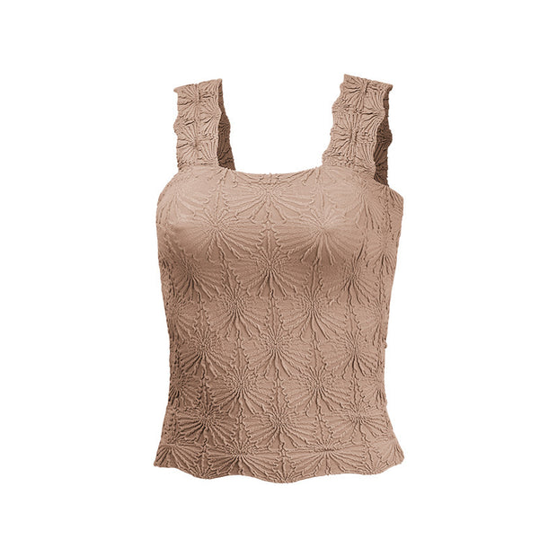 Square Collar Sports Underwear Jacquard Vest